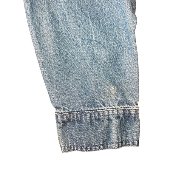 Denim & Co Womens Denim Jean Jacket Blue 100% Cotton USA Flag Embroidery Medium - Picture 11 of 11